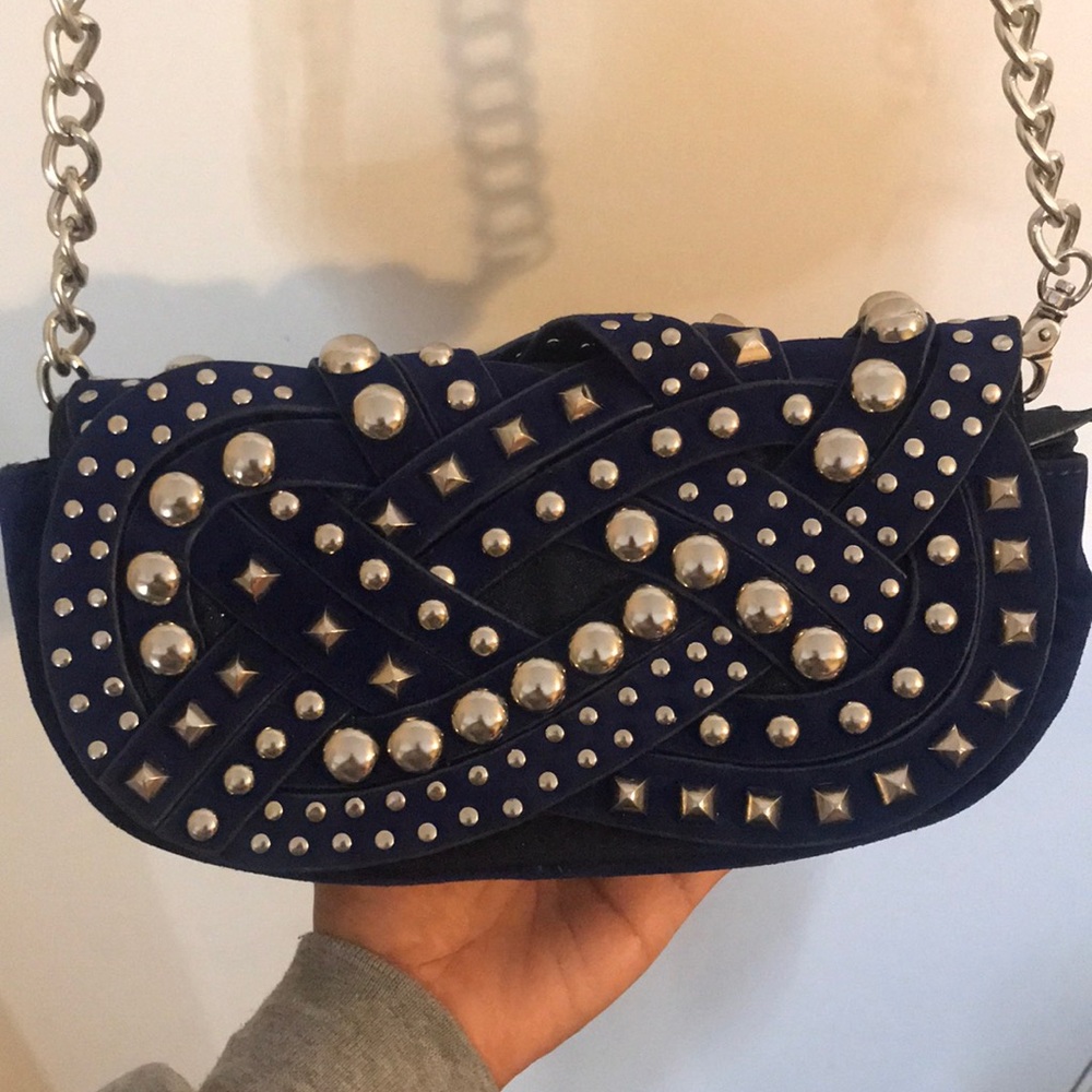Blue suede Clutch/small shoulder bag
